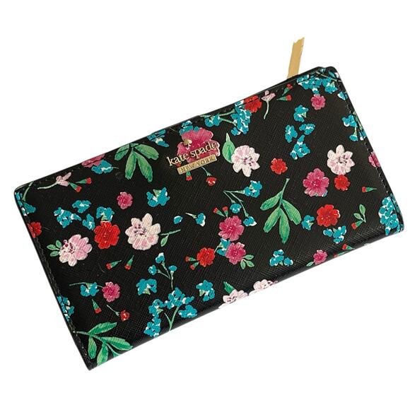 KATE SPADE Medium Stacy Cameron Street Jardin Floral Slim BiFold Leather Wallet - Picture 2 of 13